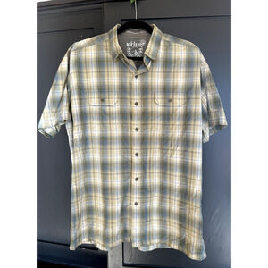 Kuhl Eluxur Tan Check Short Sleeve Button Down Shirt XL